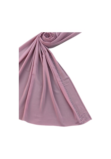 Mim Eşarp Mısırlı Eşarpları Krep Abiye Taşlı Şal Pembe