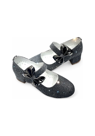 Beebron Ortopedik Topuklu Abiye Kız Çocuk Ayakkabı Shining Series Abiayk2401 Simli Antrasit Antrasit