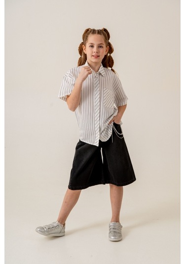 Kız Çocuk Bebe Yaka Yarım Kol Gömlek 3171 Beyaz