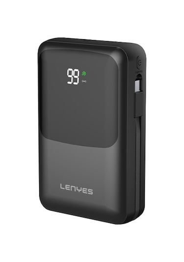 Lenyes Pw223d 22.5w 20.000mah Dijital Göstergeli Kablosuz Type-c&lightning Kablolu Powerbank Siyah