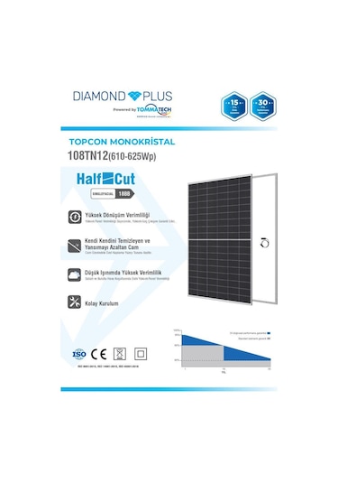 Tommatech 620wp 108tn M12 Topcon Diamond Plus Güneş Paneli 31 Adet 1 Palet