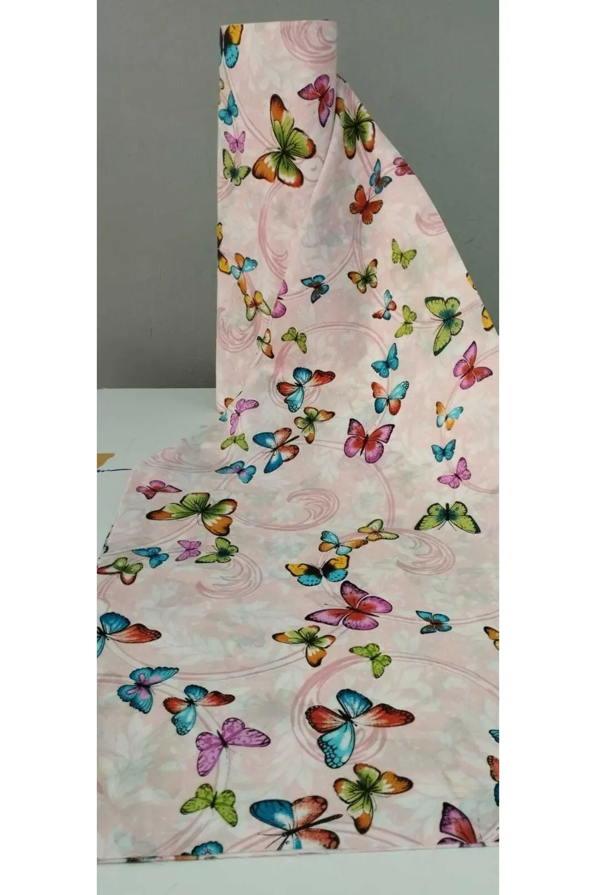 Ranforce Metrelik, Nevresimlik Kumaş - 100x240 Pembe Kelebek