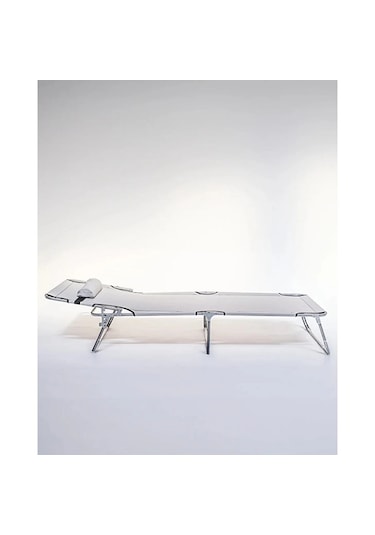 Eportatif Kamp Yatağı Yastıklı Katlanır Şezlong Kampet Gri 1628