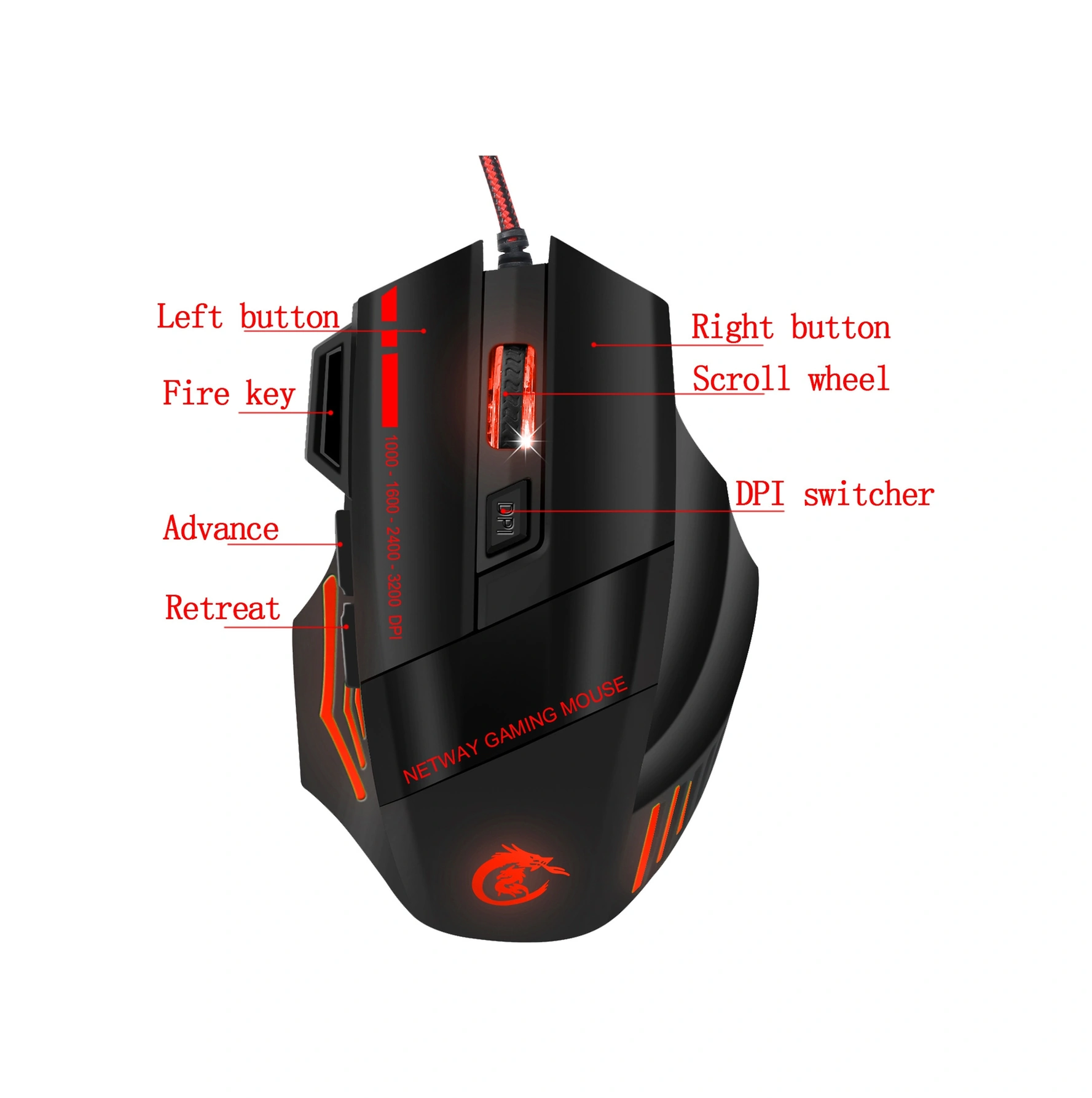 Sones Hxsj A907 7 Tuşlu Renkli Işıklı 7d Kablolu Oyun Faresi Diğer