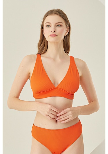 Loya Kadın Turuncu Reps Üçgen Tek Üst Bikini Turuncu