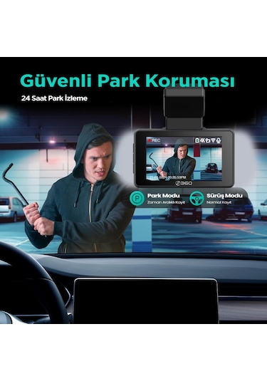 360+ Botslab G980H Pro/G500H Pro Type-C Araç İçi Kamera Park Modu Akü Bağlantı Kablosu (24 Saat Kayıt)