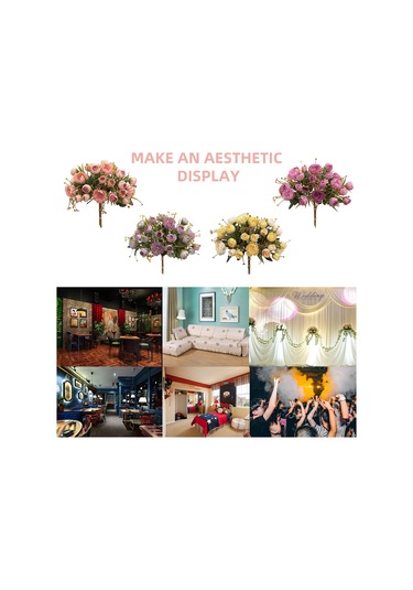 Wezone Pembe Yapay Çiçek Buketi - Şık Salon Dekorasyonu İçin Dayanıklı İpek Kumaş Çiçekler