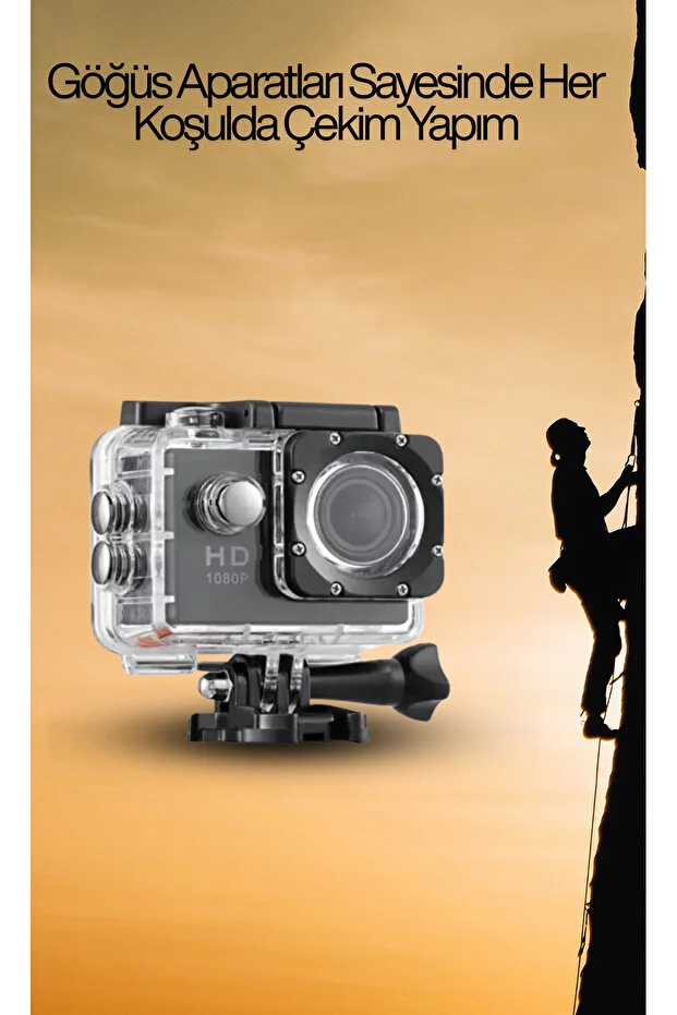 1080p Su Geçirmez Aksiyon Kamerası Maceralarınızı Ölümsüzleştirin - Sd Kart Hedıyelı Siyah