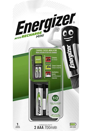 Energizer Mini Şarj Cihazı + 700 mAh AAA 2'li Şarj Edilebilir Pil