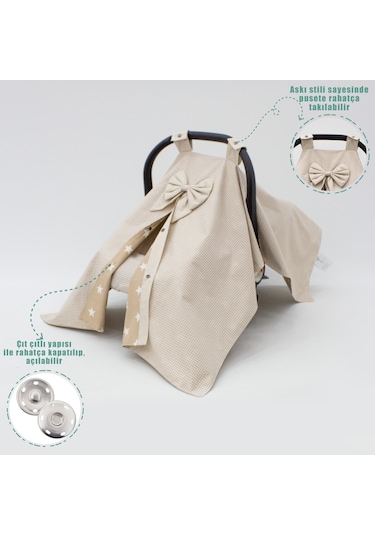 Ortopedik Puset Minderi, Örtü Ve Çarşaf, Ekose Kahverengi