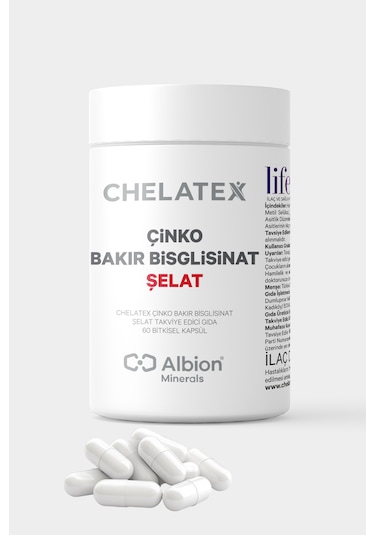 Chelatex Çinko Bakır Bisglisinat Şelat 60 Bitkisel Tablet