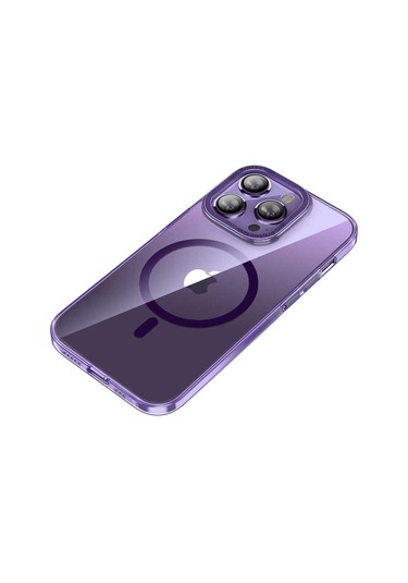 İphone Uyumlu 14 Pro Uyumlu Magsafe Şarj Özellikli Sert Pc Csk Zore Fuya Kılıf-derin Mor