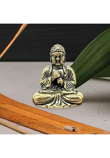 Suntek Magideal Küçük Pirinç Buda Oturan Heykelcik Masa Heykel