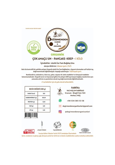 Taş Değirmenden Gurme & Organik Atalık Çok Amaçlı Un Pancakekrep 1 KG