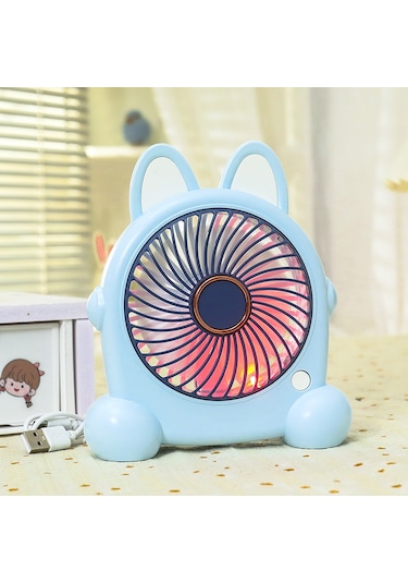 Ling Pan Sevimli Küçük Fan Usb Şarj Masaüstü Başucu Ev El Elektrikli Fan Mavi Kaplama Sürümü