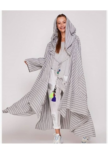 Etnik Bohem Keten Pamuklu Cadı Kaftan-Standart Çok Renkli