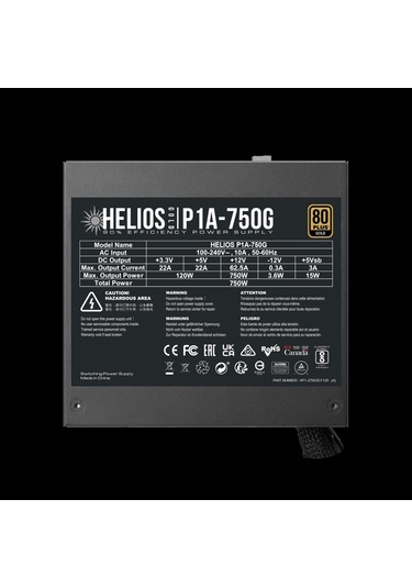 Gamdıas Helıos P1a-750g, 750w, 80+ Gold, Aktif Pfc, Gamıng, Atx, Power Supply Psu