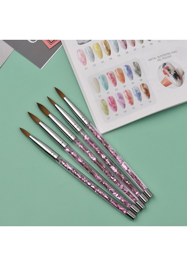 Hfambition 5'li Oje Fırçası Seti - 3d Çiçek, Akrilik Tırnak Ve Boyama İşlemleri İçin Nyon Fiber Fırçalar