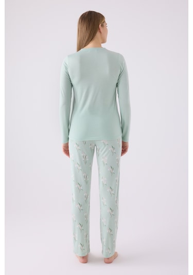 Arnetta 3062 Uzun Kol Kadın Pijama Takımı Yeşil