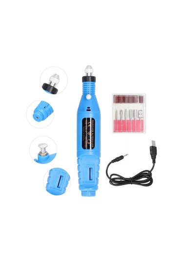 Pazly Usb Şarjlı Mini Tırnak Freze Makinesi - 6 Uçlu Hızlı Manikür Aleti - Ev Ve Tırnak Salonu İçin Kullanışlı, Taşınabilir, 20000 Rpm Değişken Hız