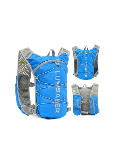 Ultra Hafif Koşu Çantası Yansıtıcı Nefes Alabilen Yürüyüş Sırt Çantası Naylon Açık Hava Spor Maraton Hidrasyon Sırt Çantası Mavi