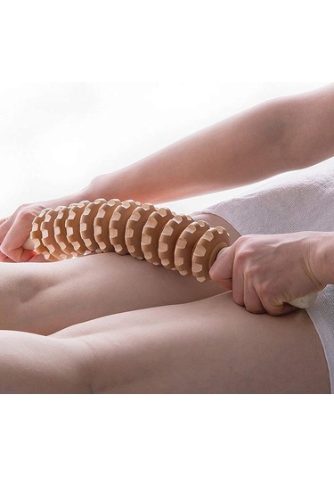 Didadodo Ahşap Terapi Selülit Tetik Noktası Çubuk Rulo, Lenfatik Drenaj Anti Selülit Kas Serbest Bırakma Rulo Lenfatik Drenaj Masaj Aracı Kahverengi