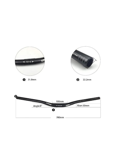 Wake Alüminyum 31.8 780mm Riser Mtb Gidon Bisiklet Gidonu Siyah