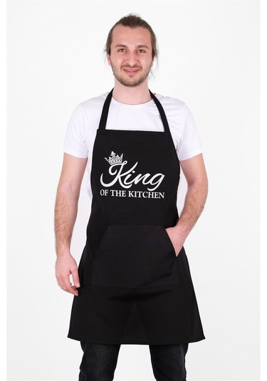 King Ayarlanabilir Askılı Mutfak Önlüğü Şef Önlüğü 60 X 80 Siyah