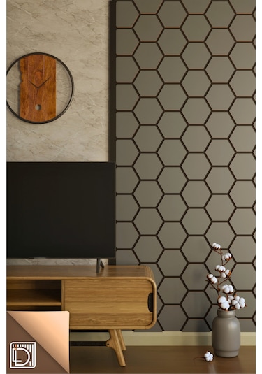 Ahşap Altıgen Petek Akustik Duvar Kaplama Paneli Mdf 68x56cm Antrasit