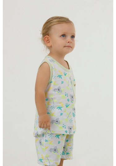 Erkek Çocuk Sevimli Desen Kolsuz Atlet Basic Şortlu Alt Üst Takım 001