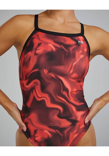 Tyr Durafast Elite Women's Diamondfit Swimsuit - Waveform Kırmızı