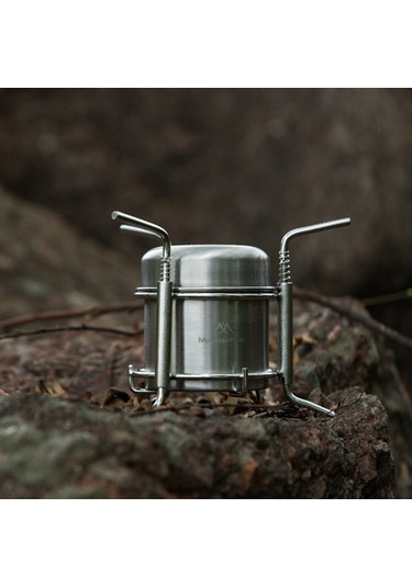 Geeksen Dışarıda Taşınabilir Paslanmaz Çelik Alkol Ocağı - Piknik Kamp Pişirme Ve Su Kaynatma Aleti Gümüş