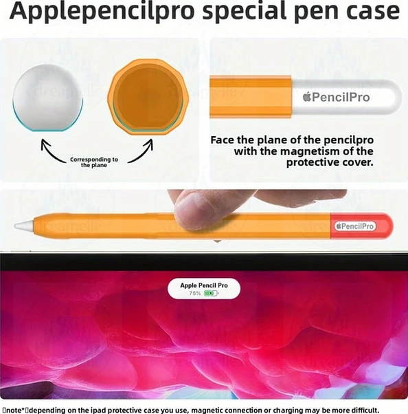 Sunshine011 Usb-c/pro  Pencil 4.nesil Silikon Kılıf Siyah Kırmızı Şok Koruma Titreşimli Turuncu Pembe
