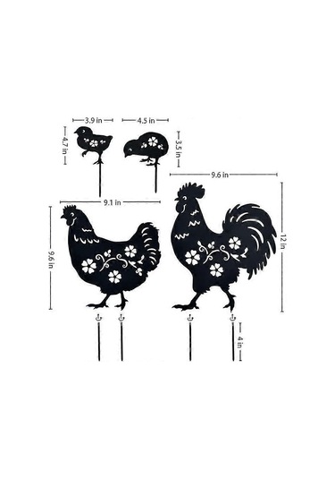 Metal Horoz At Yavru Kedi Yavru Köpek Kazıklar Açık Bahçe Çim Patio Dekorasyonhoroz