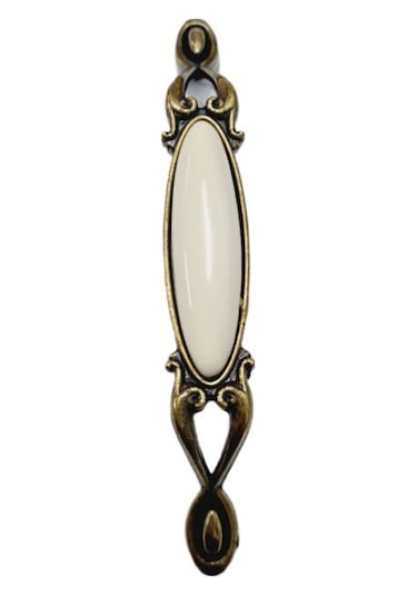 Miray 128 Mm Metal Antik Sarı Beyaz Porselen / 5 Adet Sarı