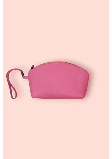 Modica Milan - Hakiki Deri Makyaj Ve El Çantası Kompakt Tasarım, Şık Ve Dayanıklı El Tutma Sapıyla Pembe