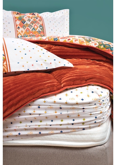 Yataş Bedding Diamond Tek Kişilik Triola Set - Turuncu