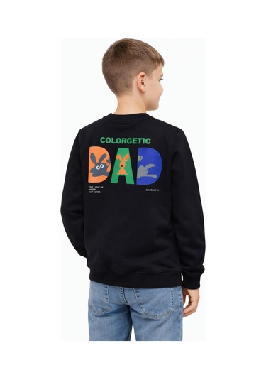 Baglan Erkek Çocuk Önü Baskılı Sweatshirt Bgl-st05234 Siyah