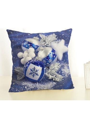 Noel Dekorasyonu Pamuk Ve Keten Yastık Ofis Ev Yastığı Yastıksız, Boyut: 45x45cm Mavi Noel