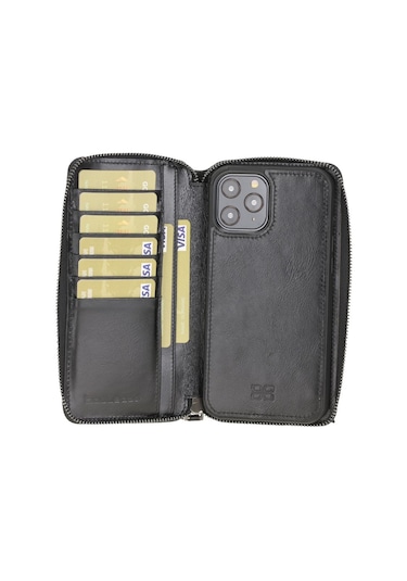 Bouletta Apple Iphone 12 Pro Max Uyumlu Deri Fermuarlı Cüzdan Kıl (492307194)
