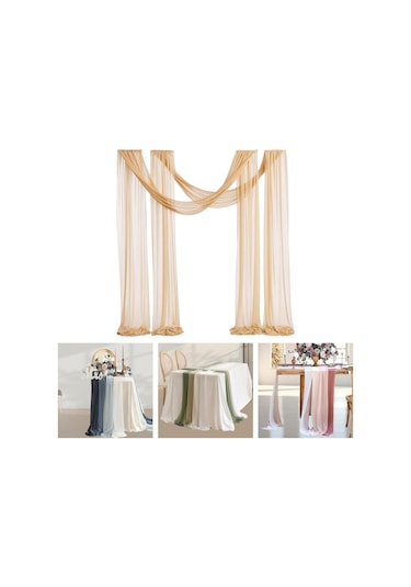 Homyl Düğün Kemeri Drapaj Masa Koşucusu Arka Plan Temalı Altın