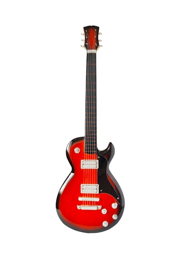 El Yapımı 1/4 Ölçek Minyatür Elektro Gitar Les Paul Fire Standard