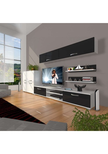 Decoraktiv Eko 6y Slm Dvd Tv Ünitesi Tv Sehpası Beyaz - Siyah