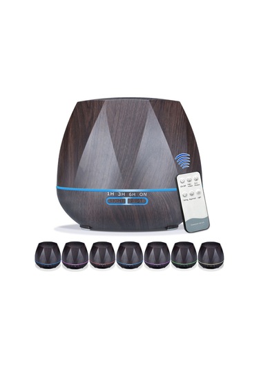 Cbtx Elmas Ahşap Tahıl Uzaktan Kumanda Ultrasonik Nemlendirici Aromaterapi Makinesi Led Işıklı Otomatik Alkol Püskürtücü, Kapasite: 400 Ml, Ab Tak Koyu Ahşap Rengi
