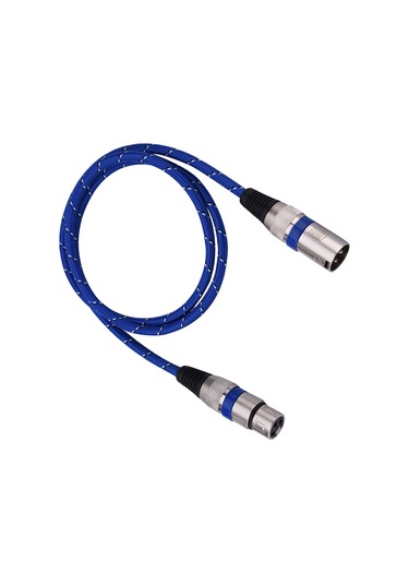 Lemestar Mikrofon Ses Kablosu: Xlr Erkekden Dişeye, 3 Pin Denge, Nilon Örgü, Dayanıklı Mavi, 1 Metre Amfi, Mikser, Sahne Ses