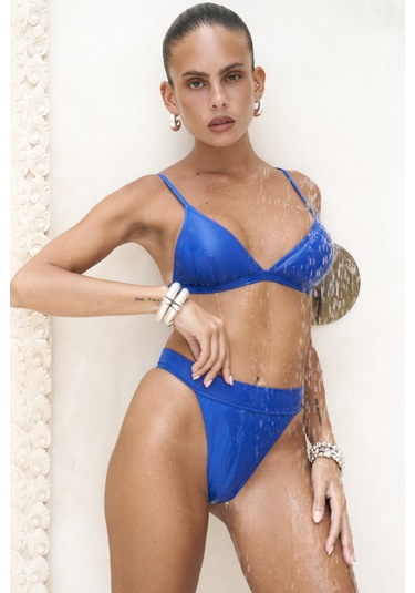 Bagus Kalın Bantlı Brezilyan Mavi Bikini Altı Mavi