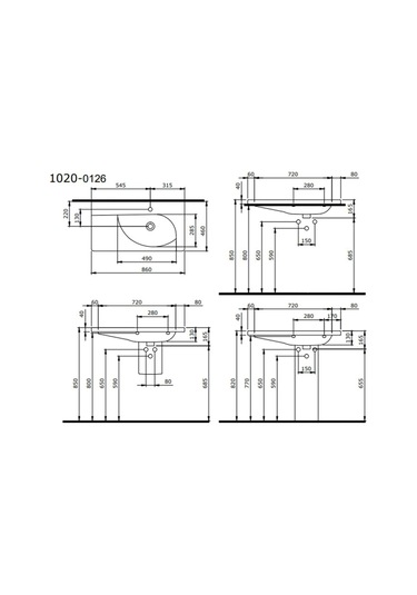 Bocchi Taormina Arch Etajerli Lavabo 86 CM Parlak Siyah 1020-005-
