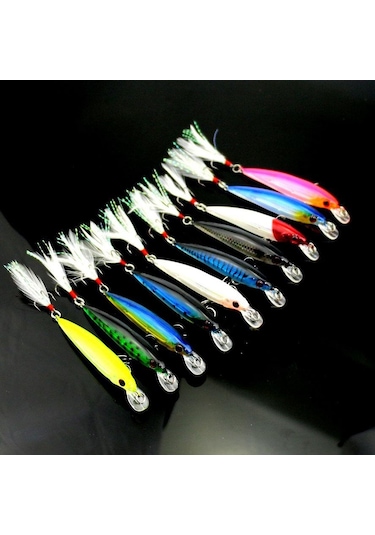 Valkyrie 10 Adet 9cm 7.2gr Tüylü Minnow Rapala Suni Spin Olta Balık Yemi