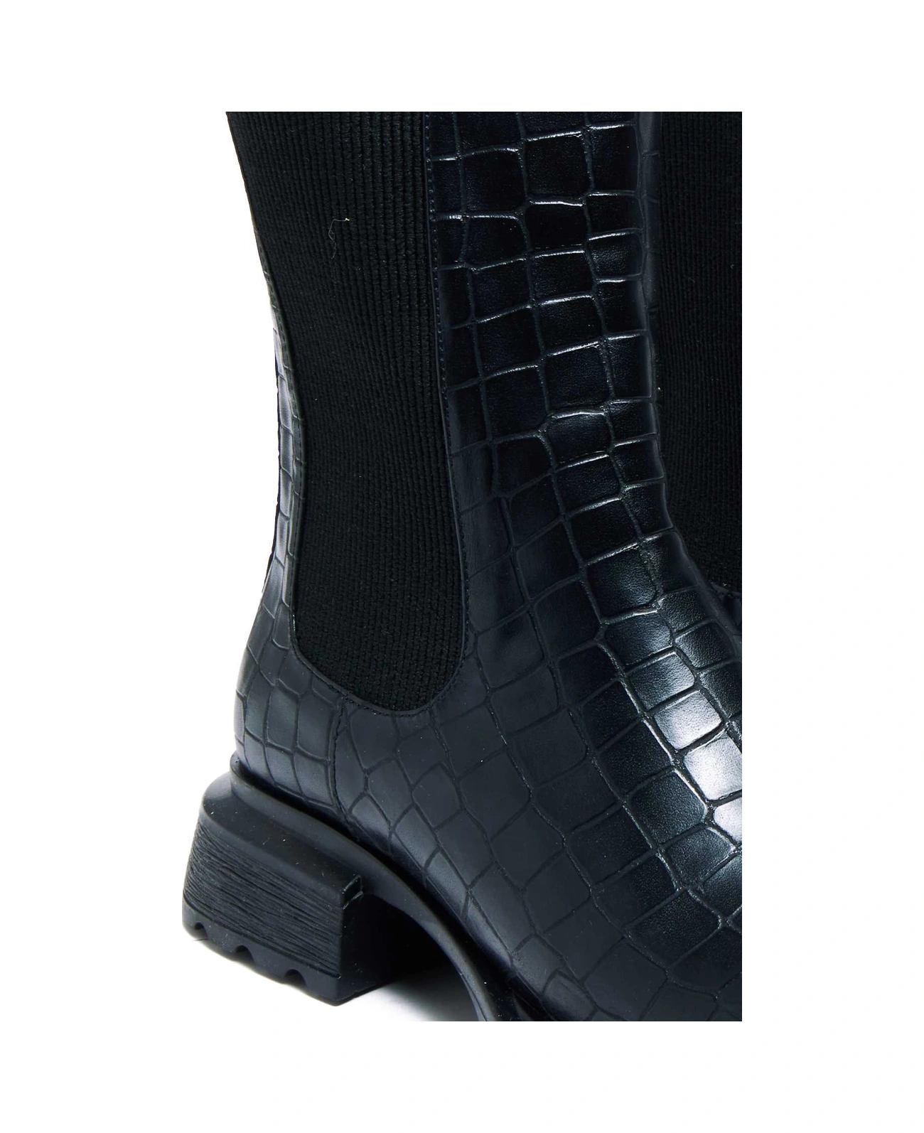 Bestello Lastikli Termo Taban Düz Bot 281-1908 Kadın Bot Siyah Kroko