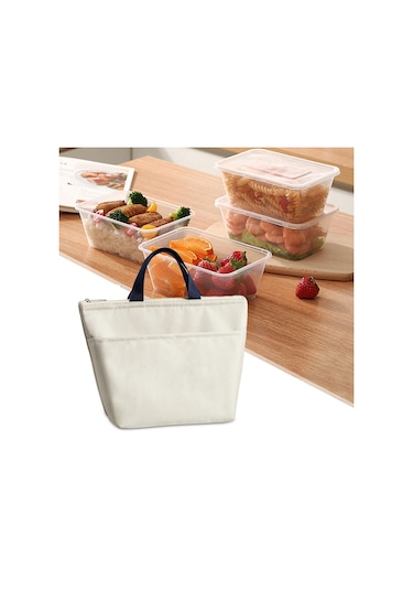 Suntek Oxford Kumaş Öğle Yemeği Çantası Büyük Beyaz Beyaz